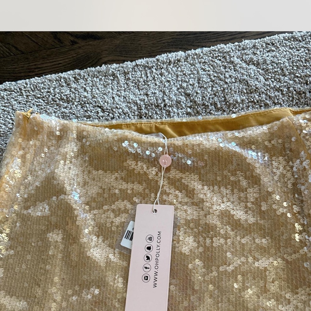 Oh Polly Sparkling Gold Sequin Skirt